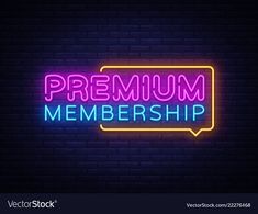 Premium membership logo in neon