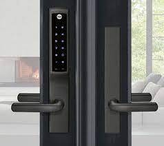 Double door handles with remote security locks