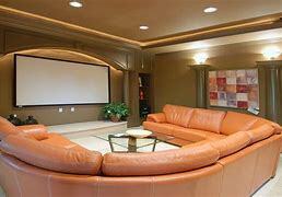 Home theater feturing large sectional sofa