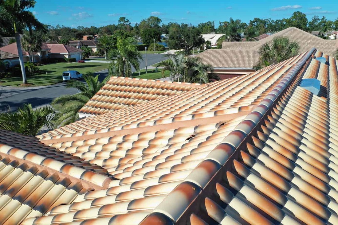 Rooftop view of roof tiles on Florida Home
